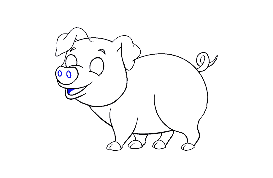 如何画卡通猪：第18步