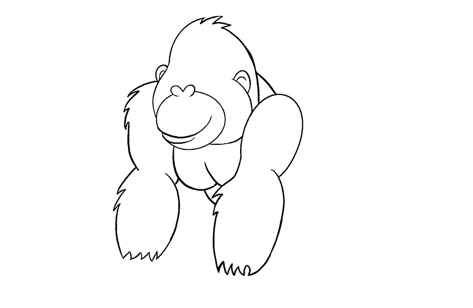 如何绘制卡通大猩猩：第12步