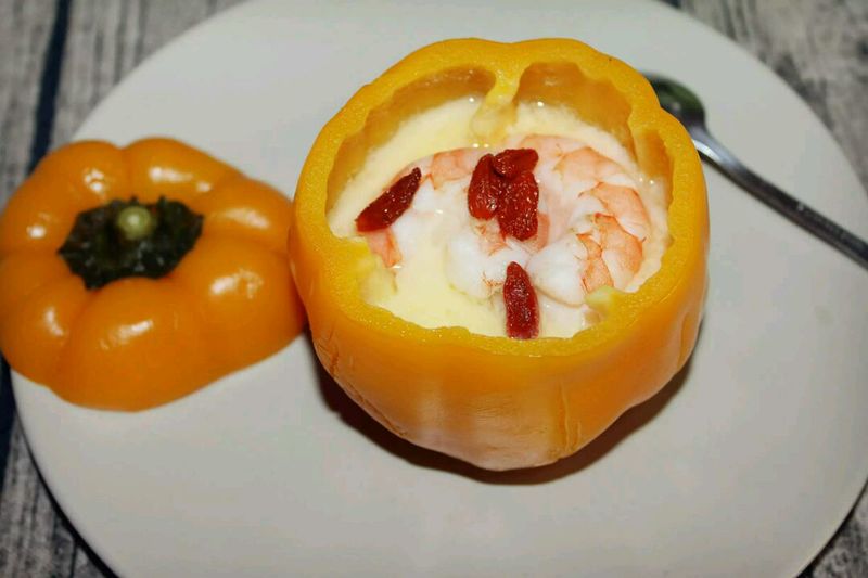甜椒虾仁蒸蛋的做法图解7