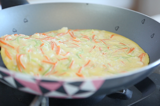 时蔬米饭蛋饼 宝宝辅食微课堂的做法图解7