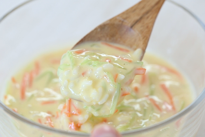 时蔬米饭蛋饼 宝宝辅食微课堂的做法图解4