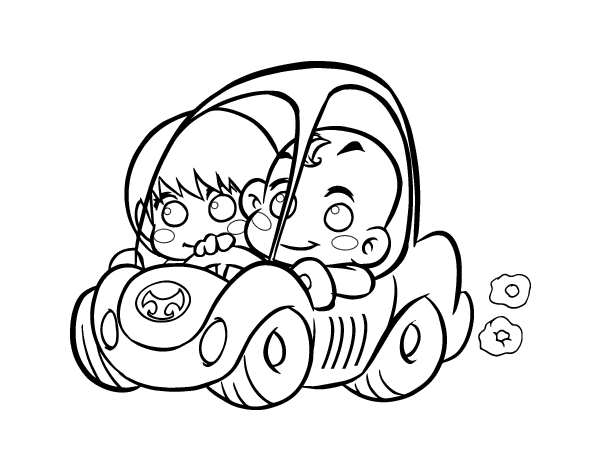 男孩驾驶汽车简笔画图片