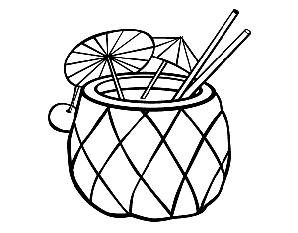 鸡尾酒菠萝填色图片