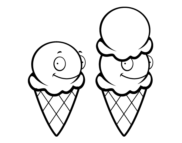 冰淇淋蛋筒填色图片