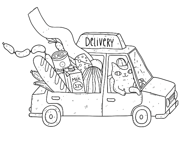 小猫送货简笔画图片