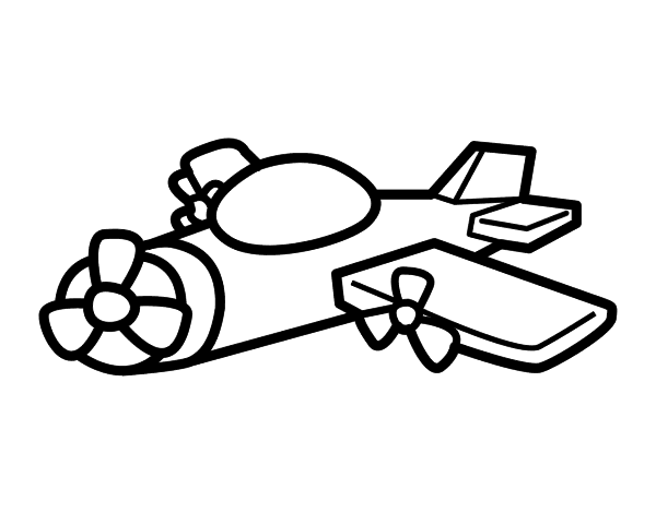 螺旋桨飞机涂色画