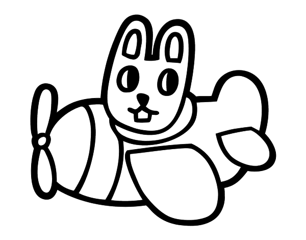兔子开飞机涂色画