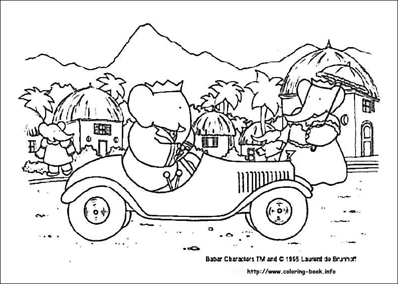 大象巴巴填色图片-3