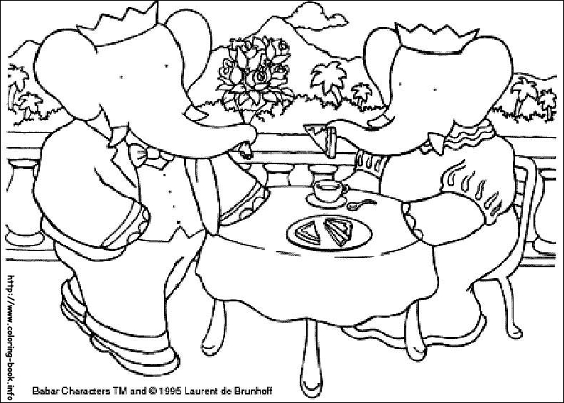 大象巴巴填色图片-1