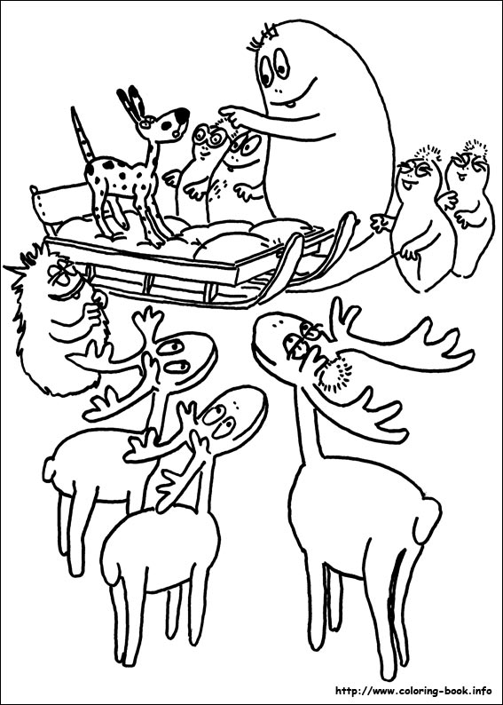 巴巴爸爸一家填色图片-2