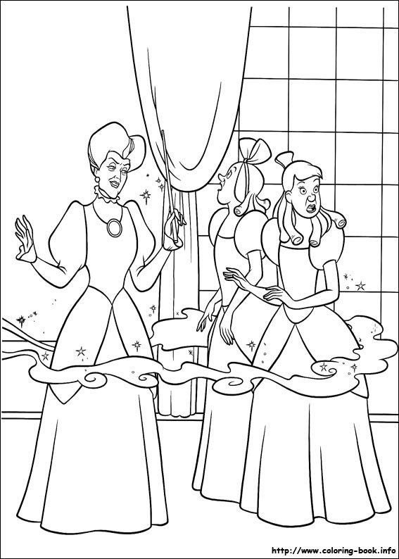 灰姑娘填色图片