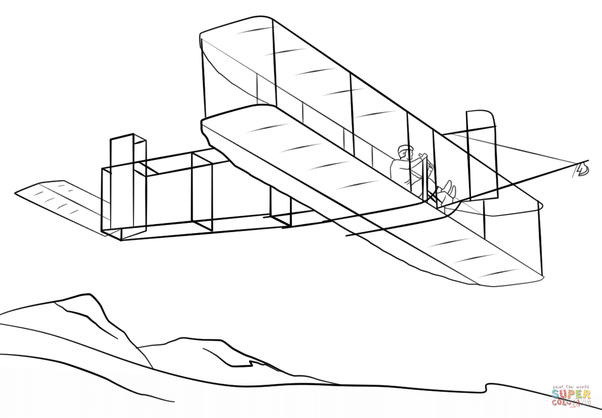 莱特兄弟飞机线稿图片