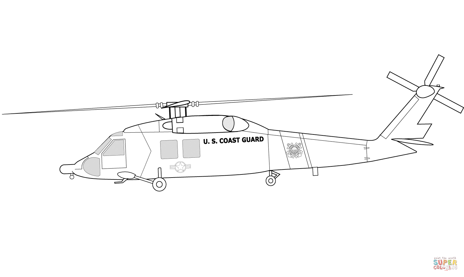 HH-60J美国海岸警卫队直升机简笔画图片