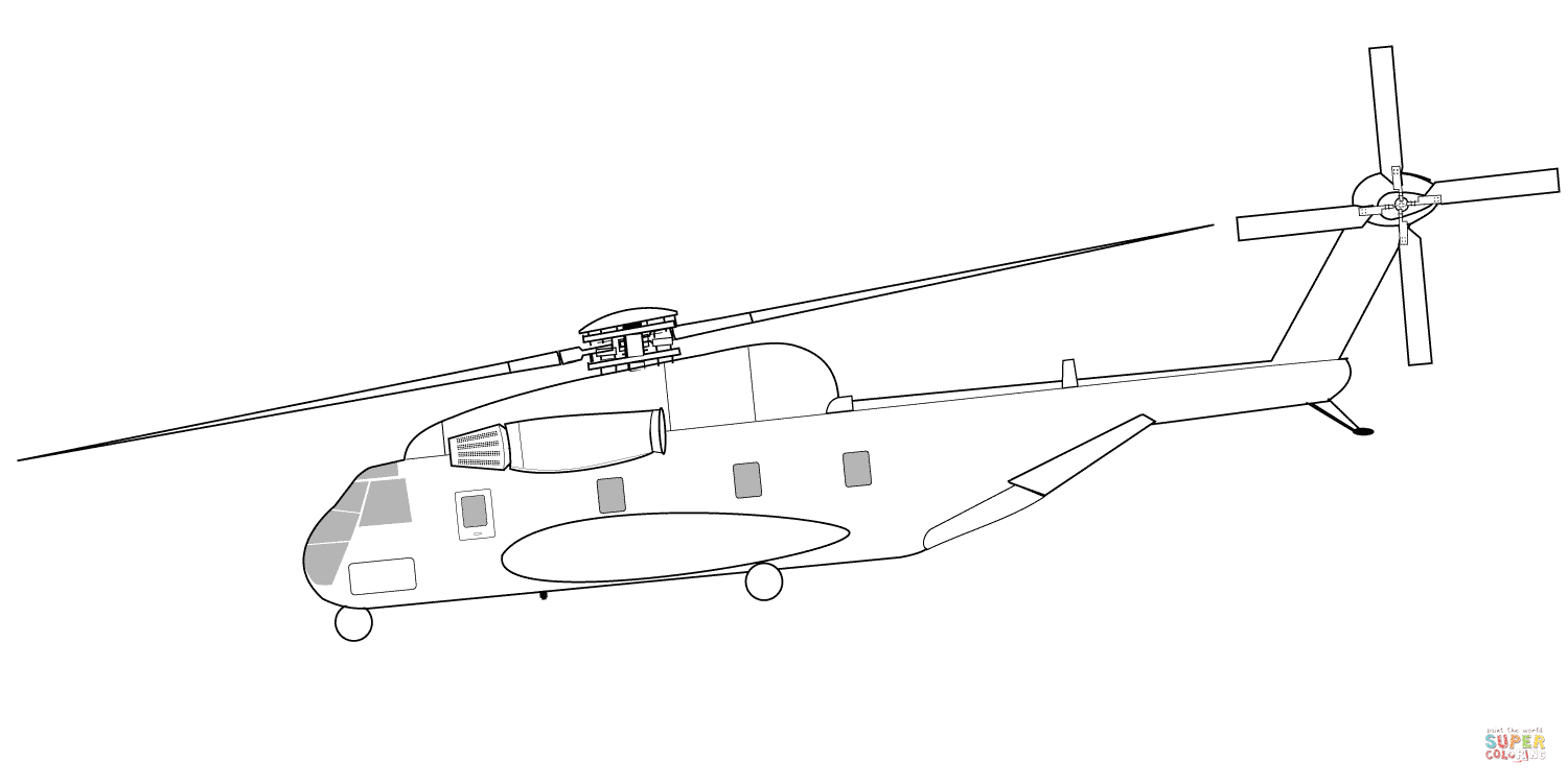 Sikorsky CH-53直升机简笔画图片