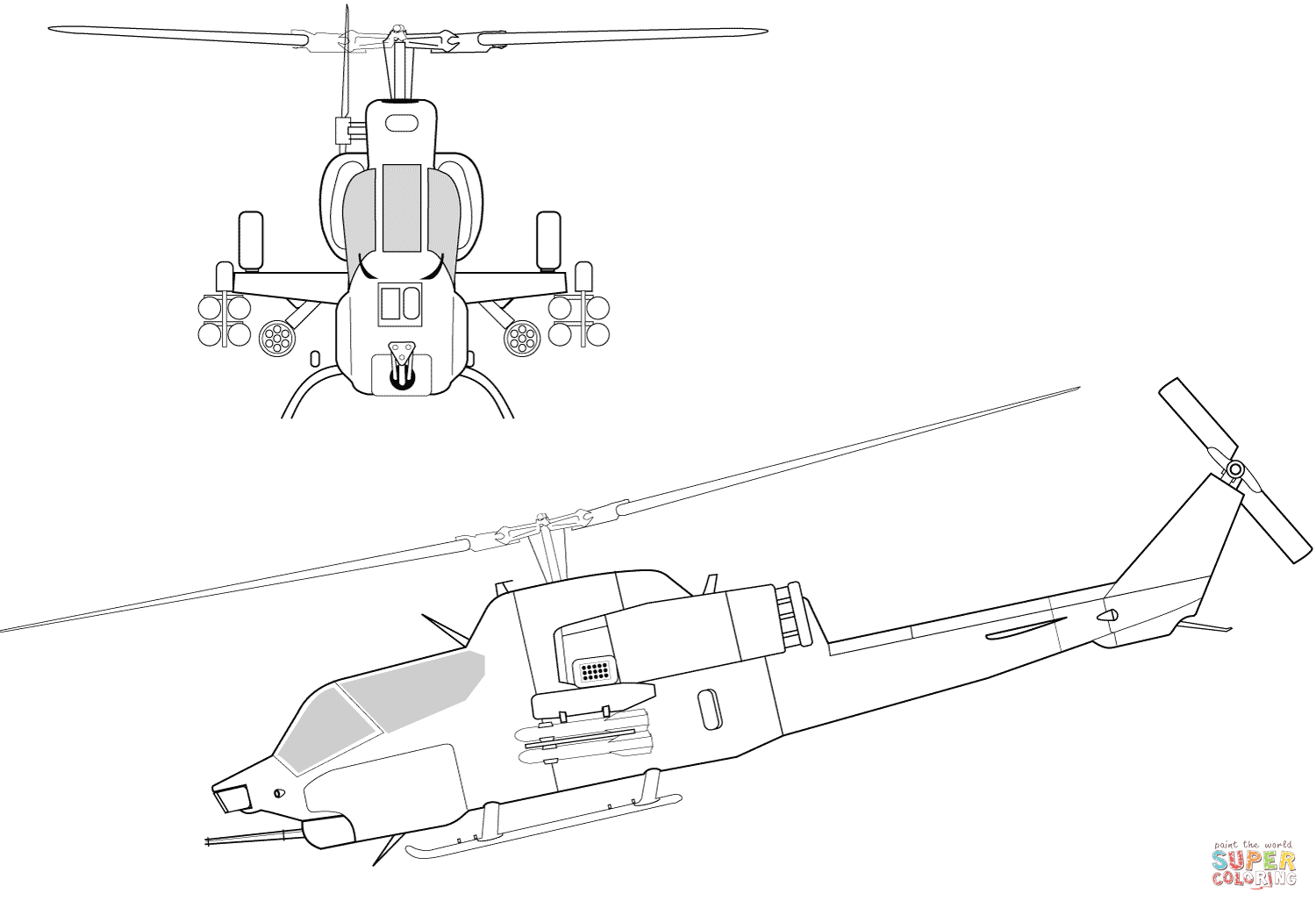 AH-1W Super Cobra直升机填色图片