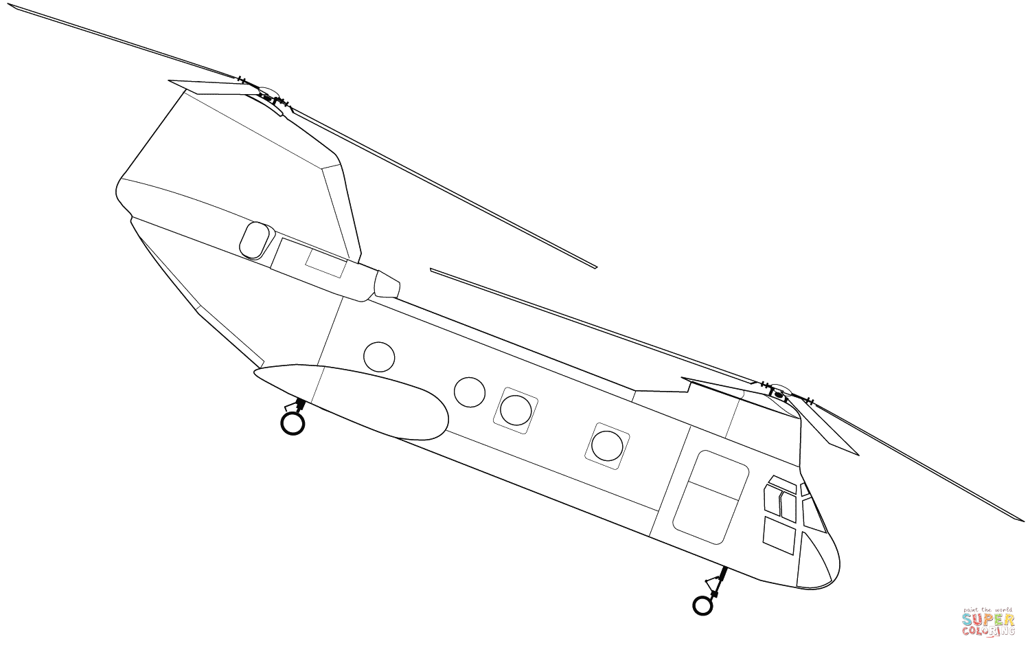 Boeing CH-46 Sea Knight直升机填色图片