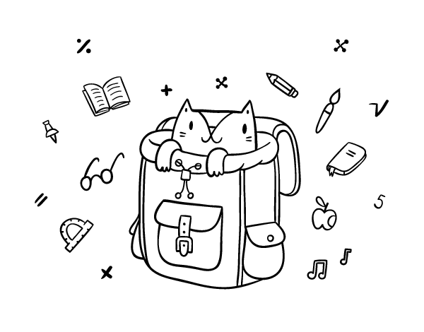 背包里的猫简笔画