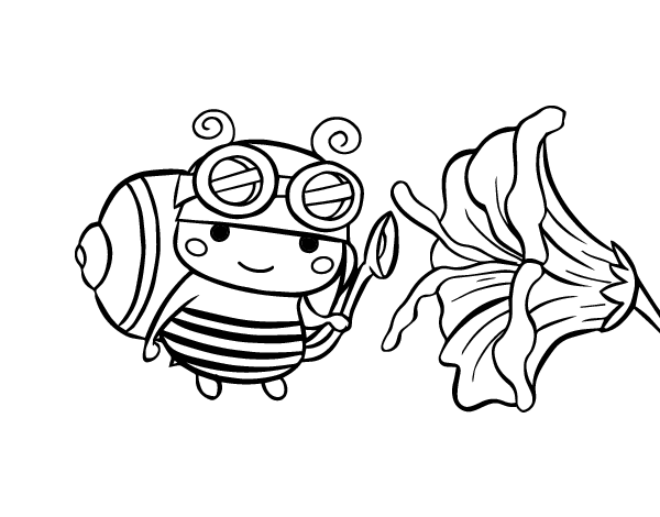 收获的蜜蜂涂色画面