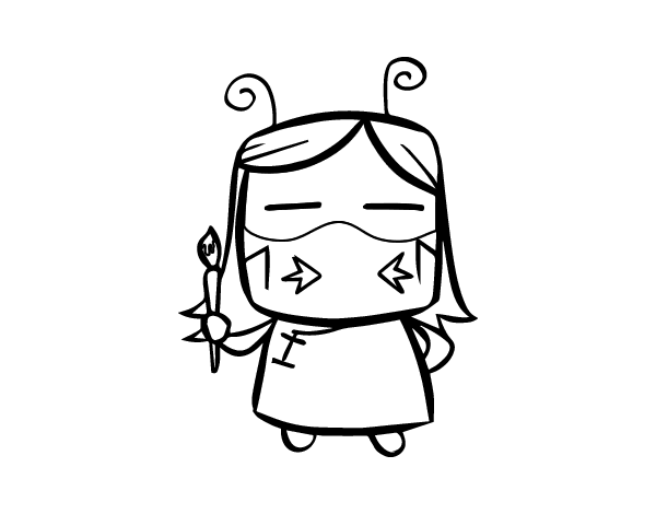 艺术家蜜蜂涂色画