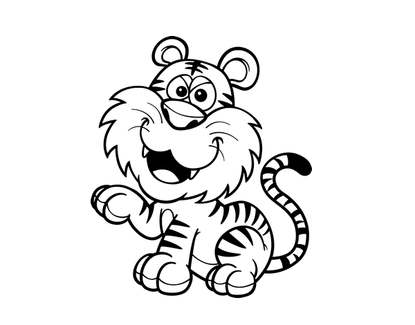 孟加拉虎线稿图片