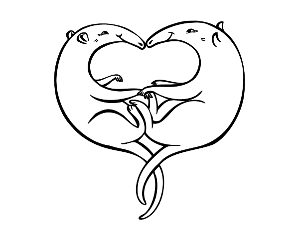 恋爱中的食蚁兽线稿图片