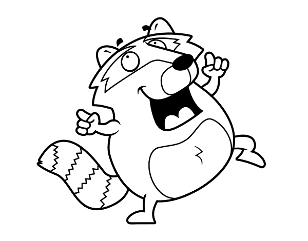 跳舞的浣熊线稿图片