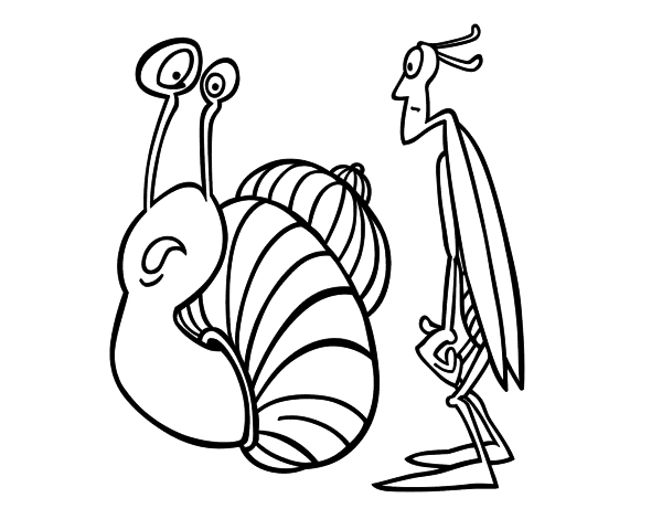 蟋蟀蜗牛线稿图片