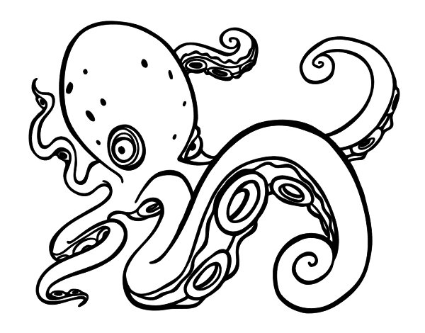 愤怒的章鱼线稿图片