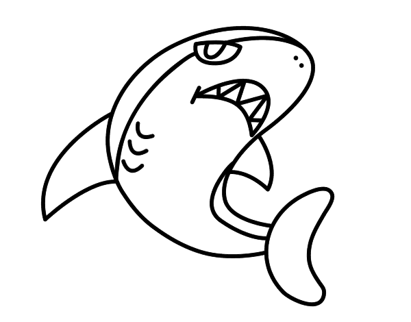 游泳的鲨鱼线稿图片