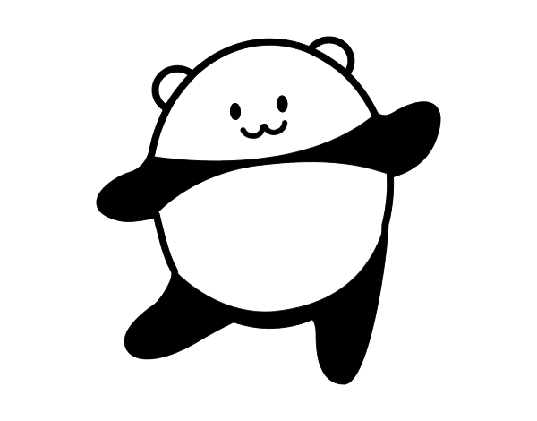 跳舞的熊猫线稿图片