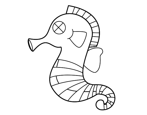 小海马线稿图片