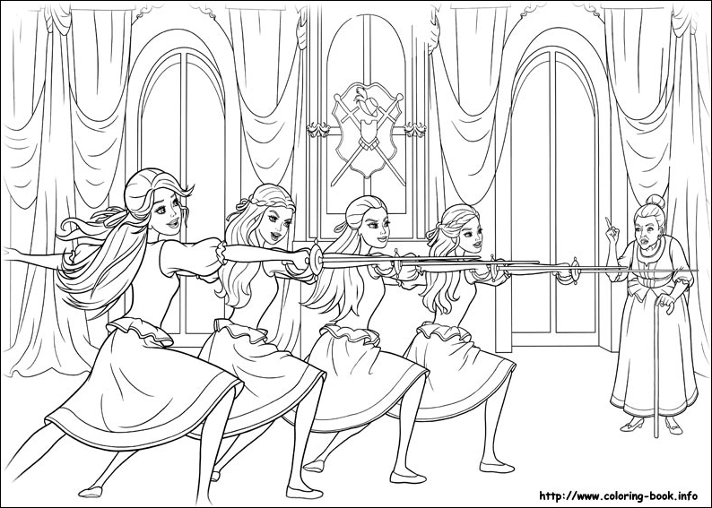 芭比娃娃和三个火枪手线稿图片-7