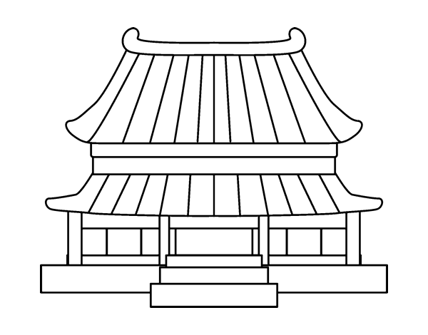 中国古代建筑简笔画图片