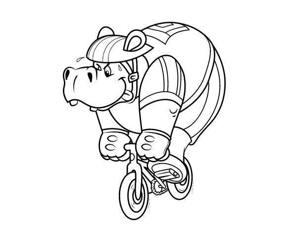 骑自行车的河马简笔画图片