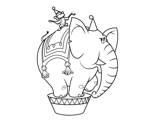 大象和马戏团猴子简笔画