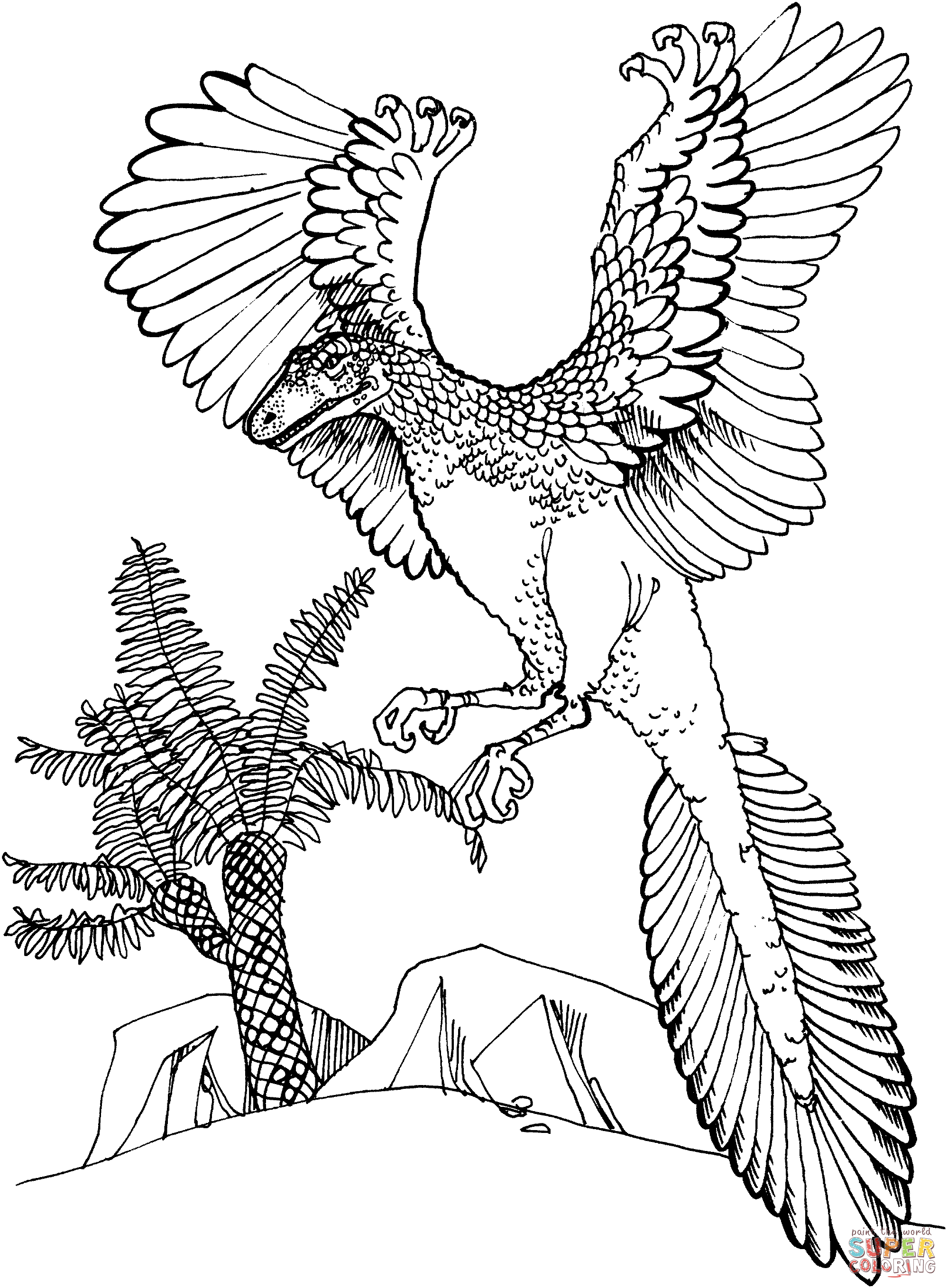 始祖鸟侏罗纪鸟类简笔画