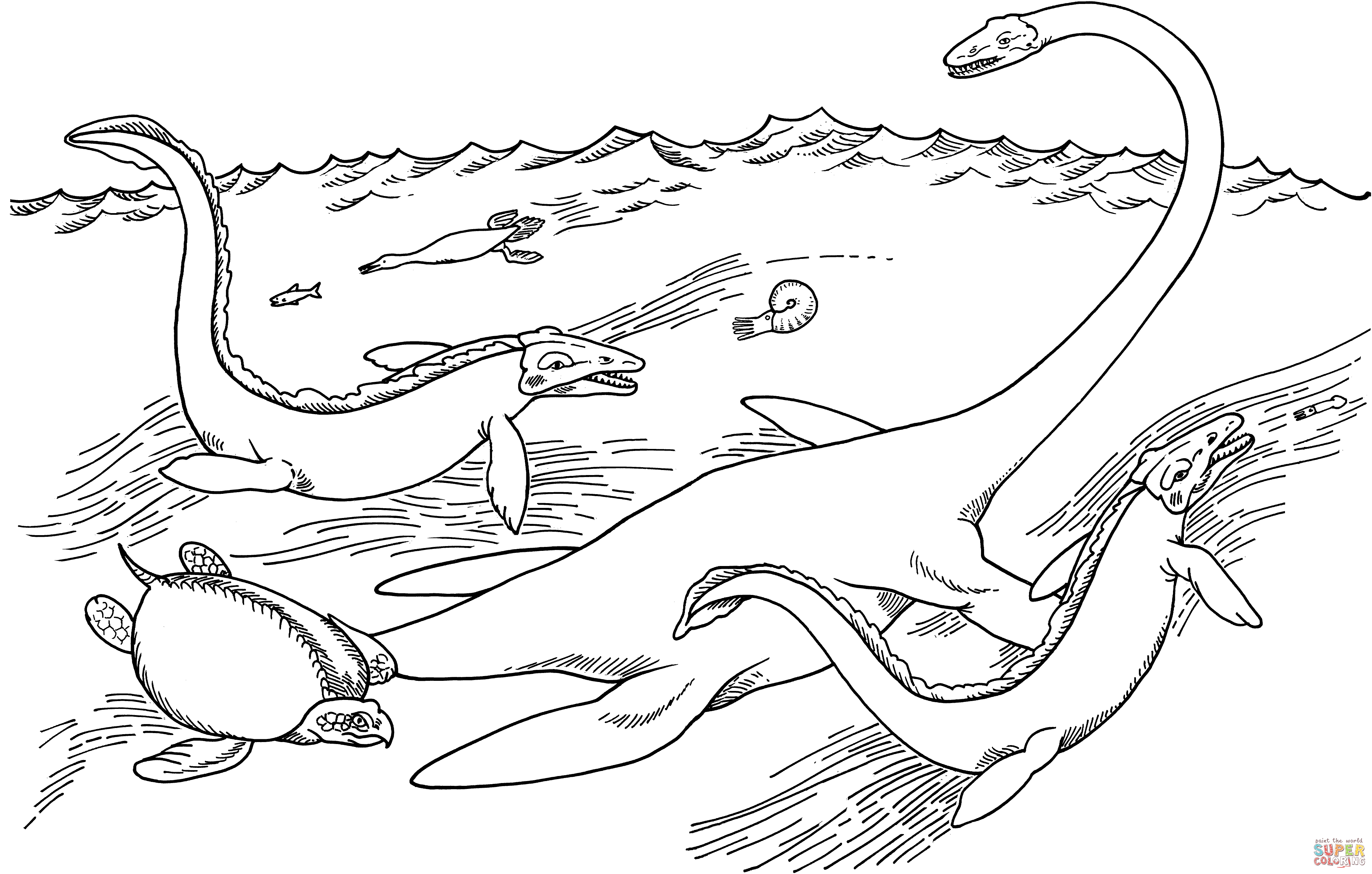 蛇颈龙简笔画-1