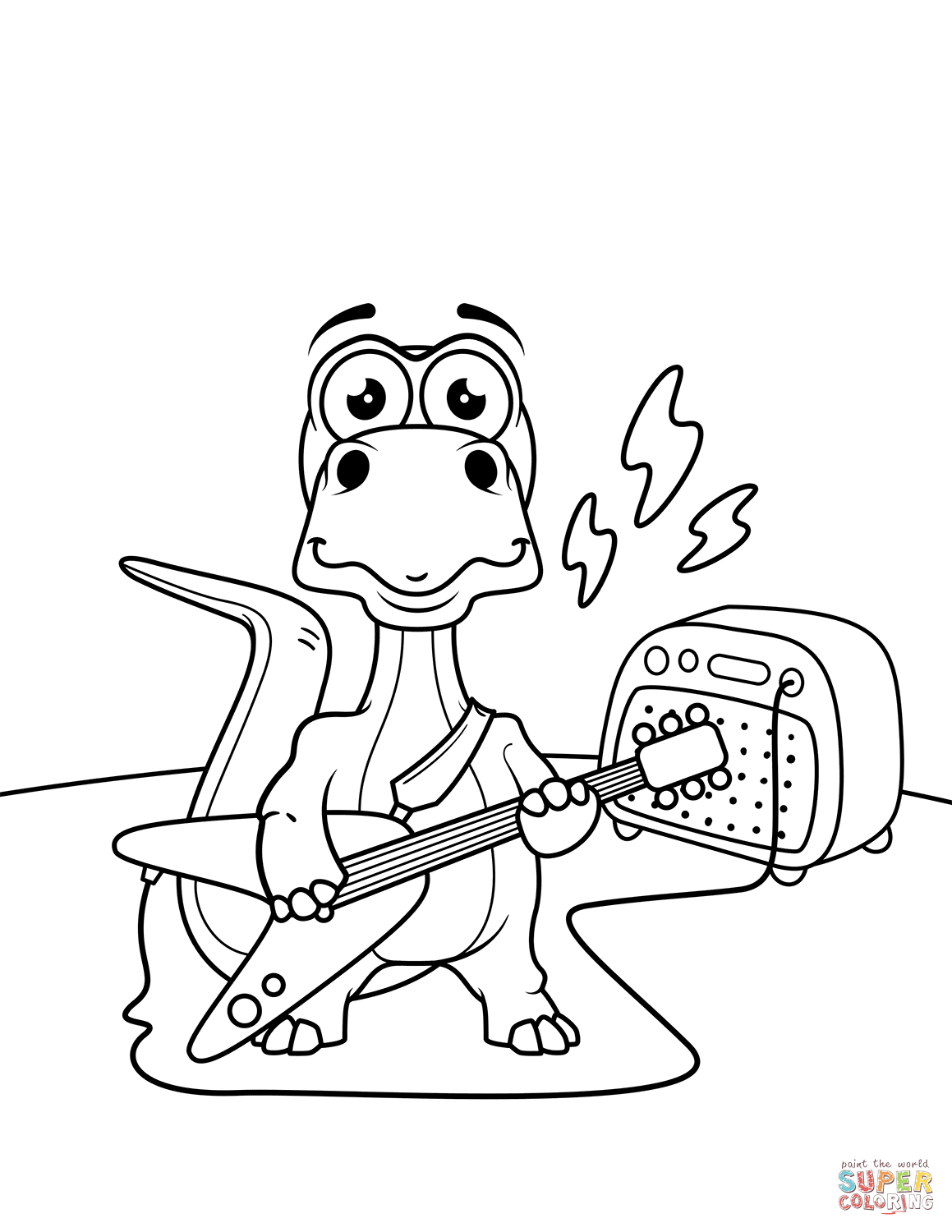 弹吉他的恐龙简笔画