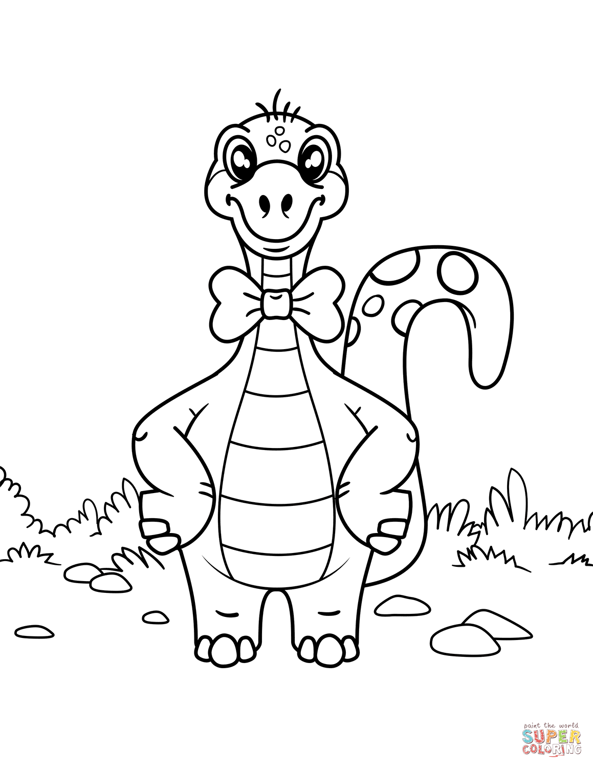 戴领结的恐龙简笔画