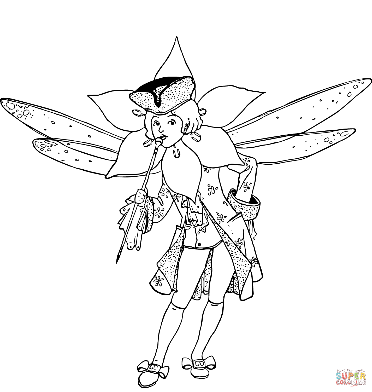 复古仙女填色图片-8