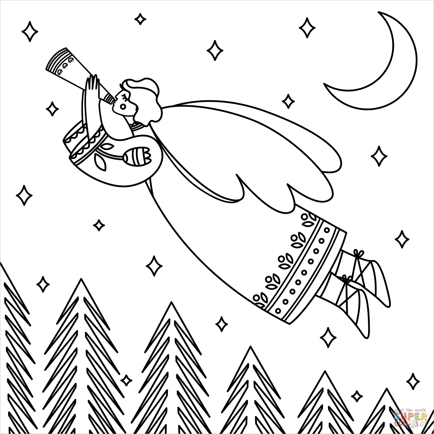 圣诞天使填色图片-4