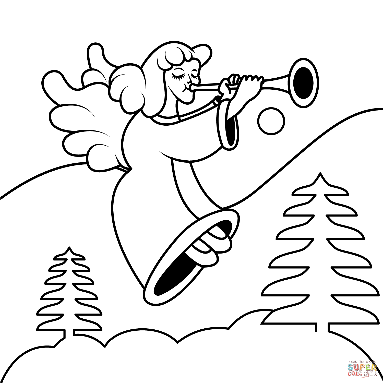 圣诞天使填色图片-5