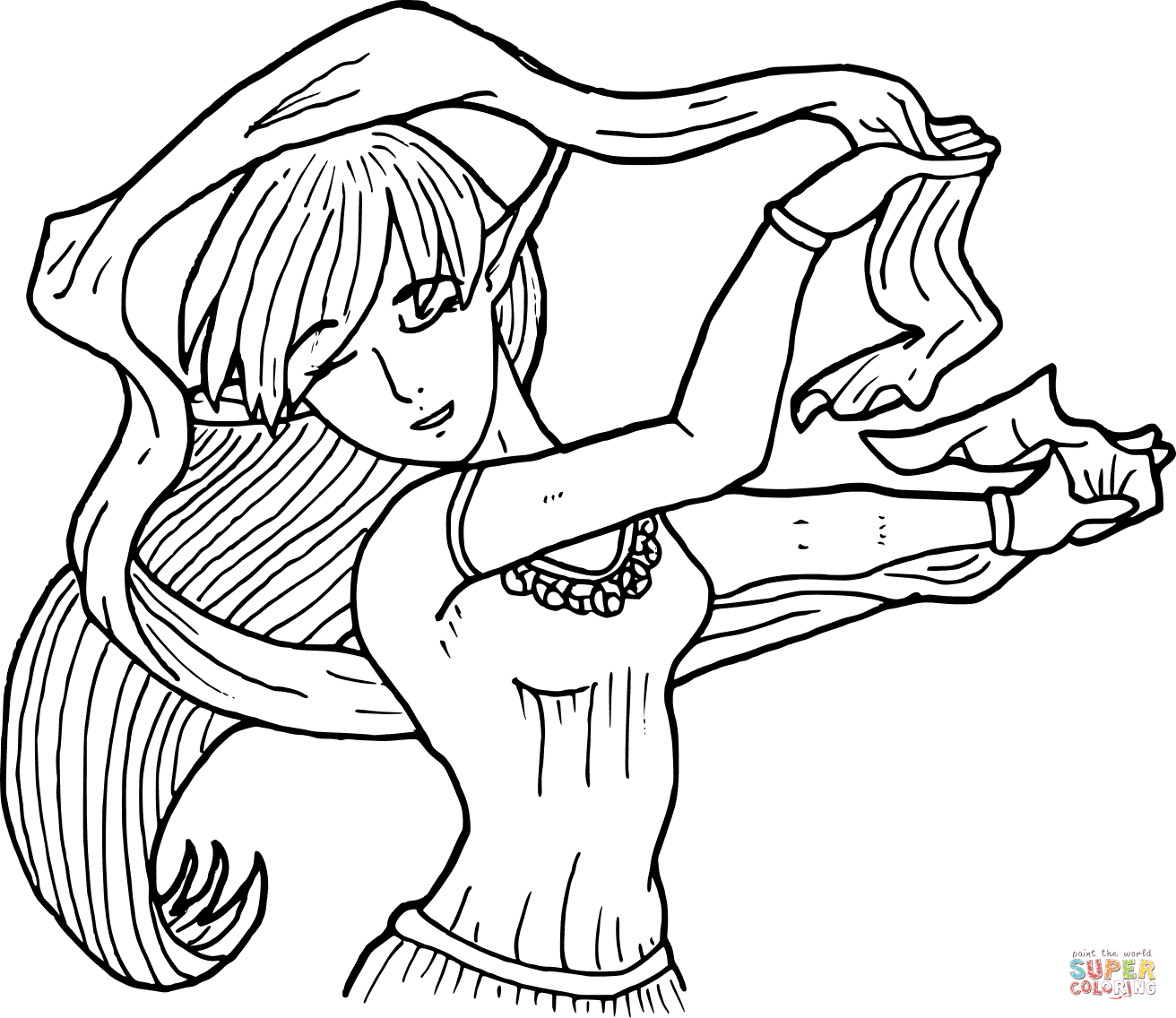 跳舞的女精灵填色图片