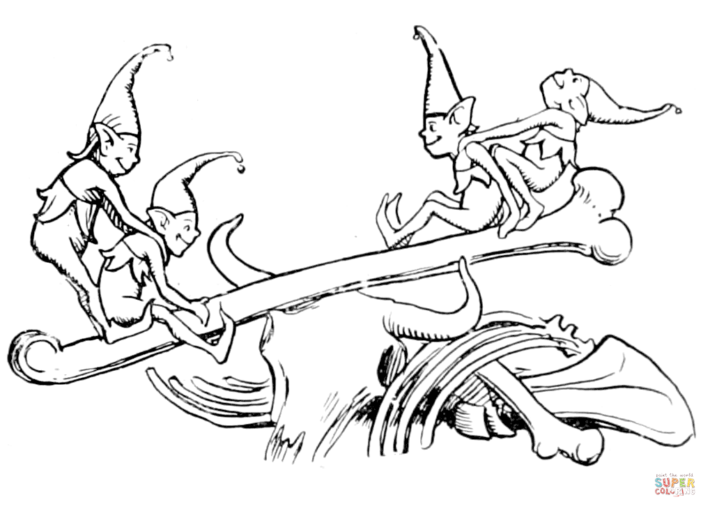 玩耍的小精灵填色图片