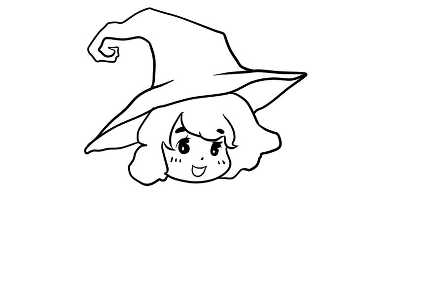 骑扫帚的小魔女简笔画-图5