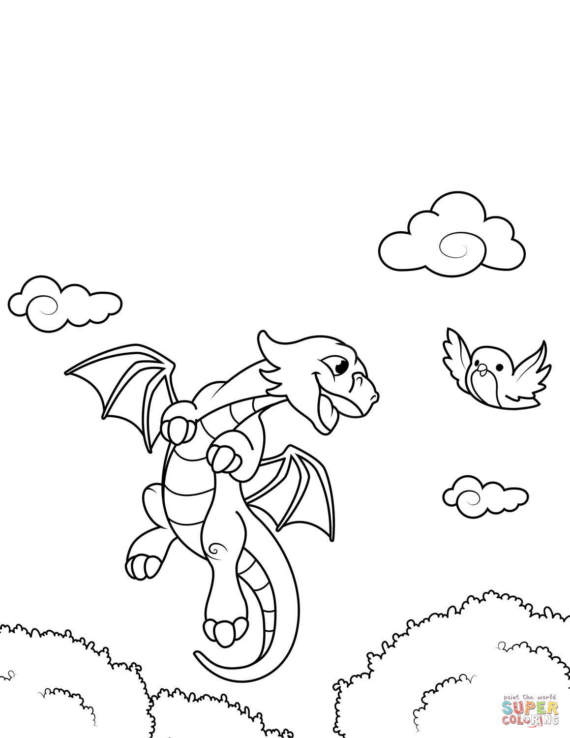 龙与鸟简笔画图片