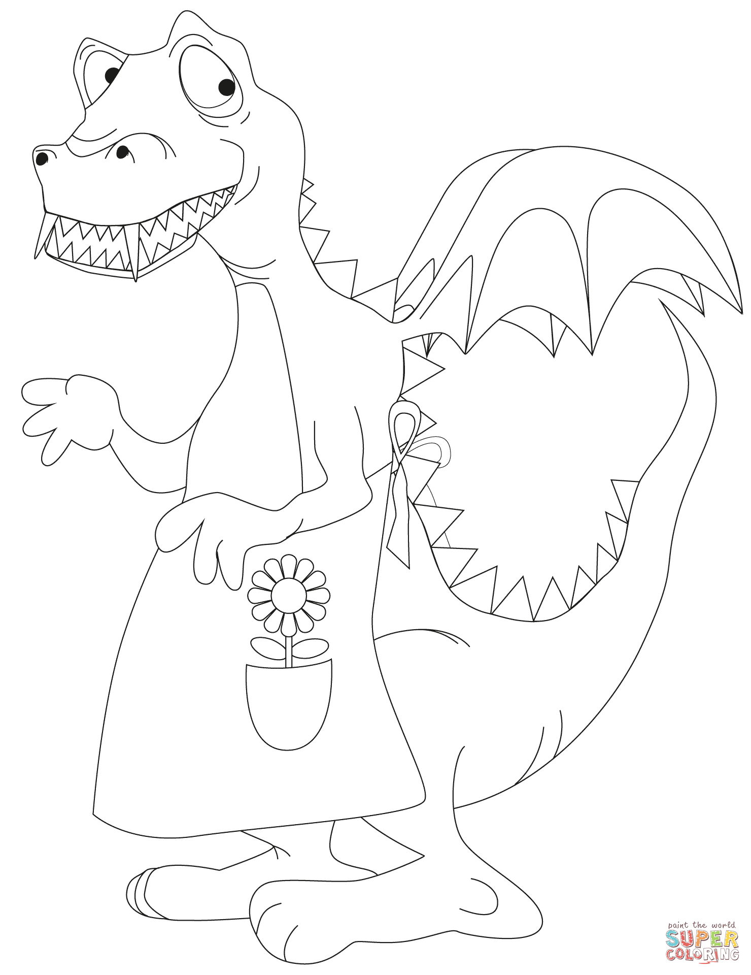 戴着穿围裙的龙简笔画图片