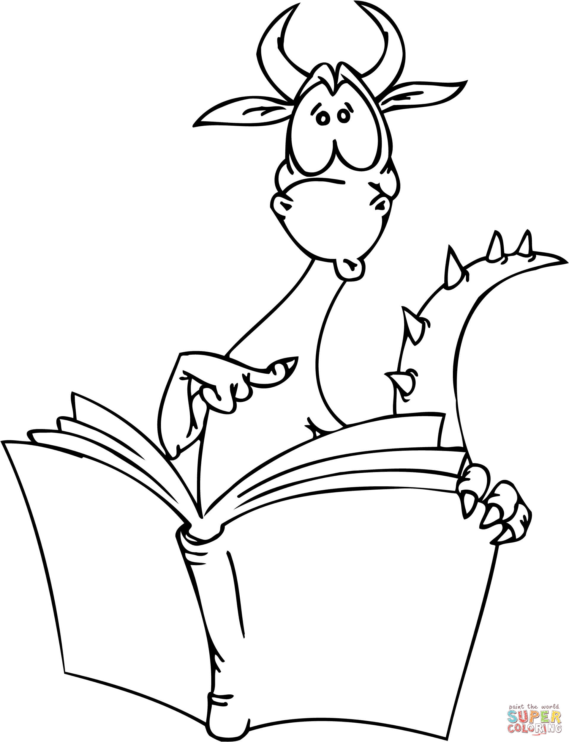 拿着一本书的龙简笔画图片