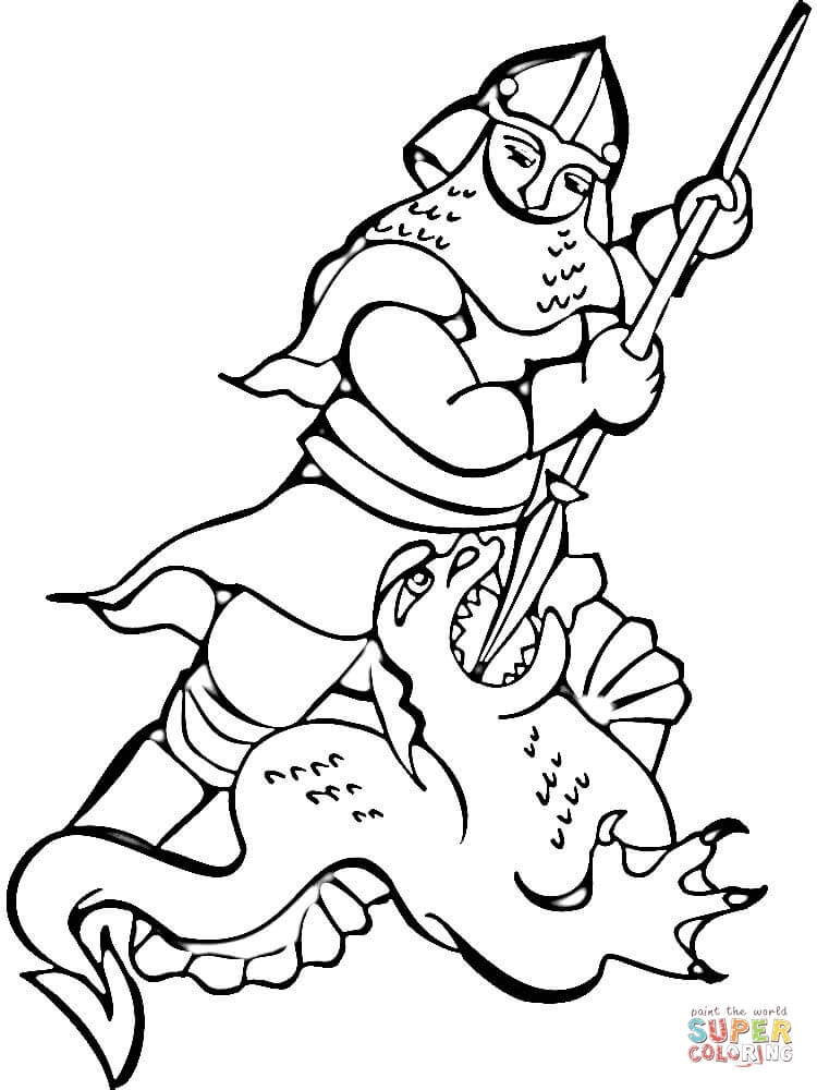 与龙搏斗的骑士简笔画图片