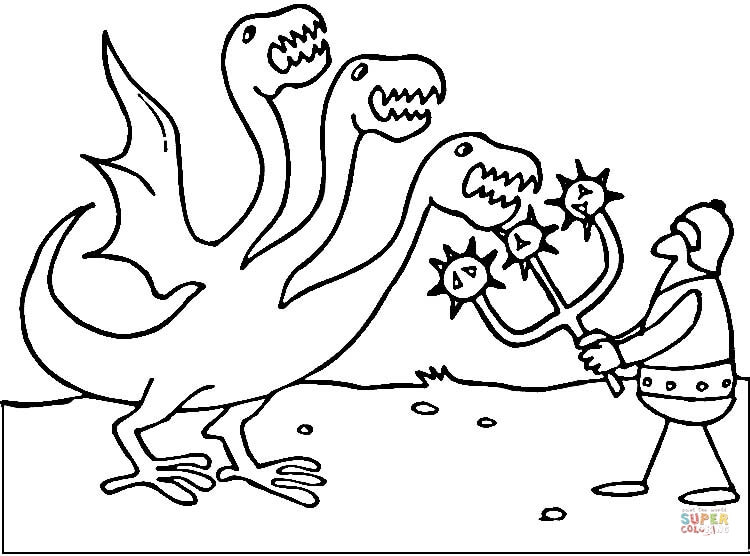 骑士与三头龙搏斗简笔画图片